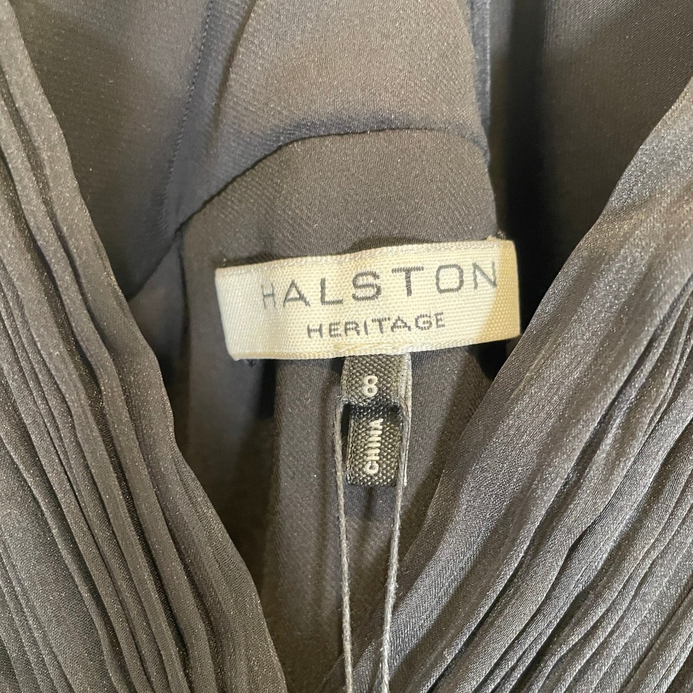 Halston Heritage Evening Gown Black Blue Ombre Pleated Dress Formal NWT Size 8 - Picture 5 of 12